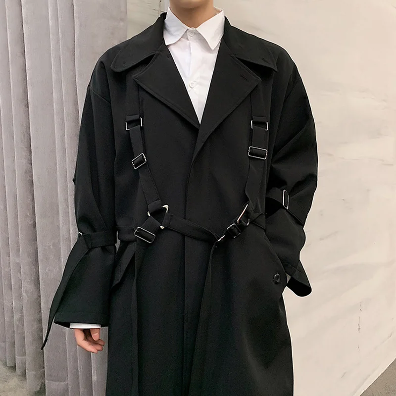 2020 Men High Street Punk Hip Hop Ribbon Loose Long Trench Coat Spring Autumn Male Streetwear Fashion Windbreaker Jacket
2020 Men High Street Punk Hip Hop Ribbon Loose Long Trench Coat Spring Autumn Male Streetwear Fashion Windbreaker Jacket