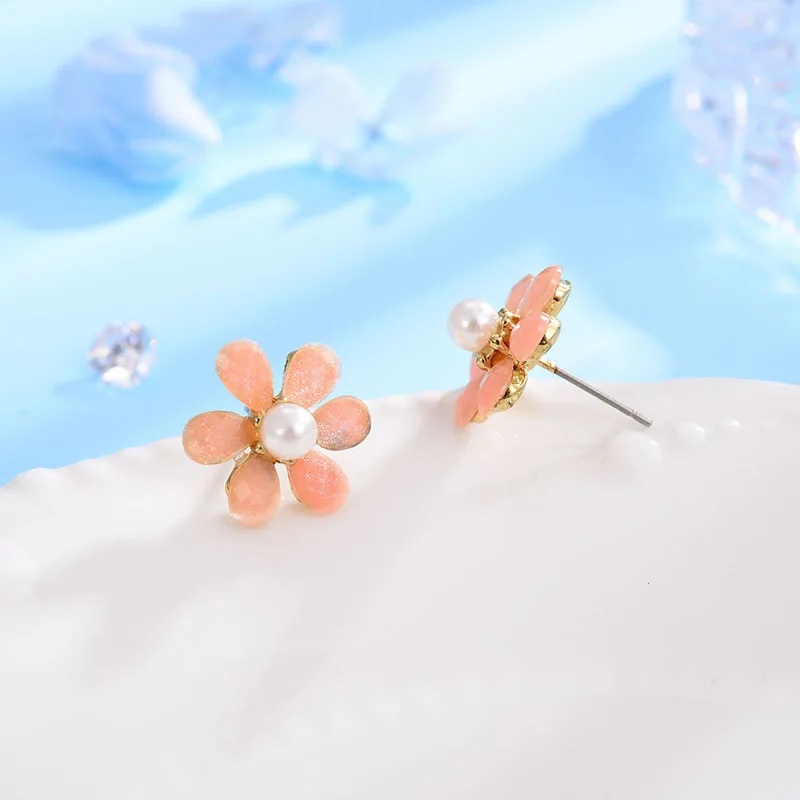 Shineland-Trendy-Cute-Pink-Flower-Earrings-For-Women-Girls-Jewelry-Female-Simulated-Pearl-Stud-Earrings-Gifts (2)