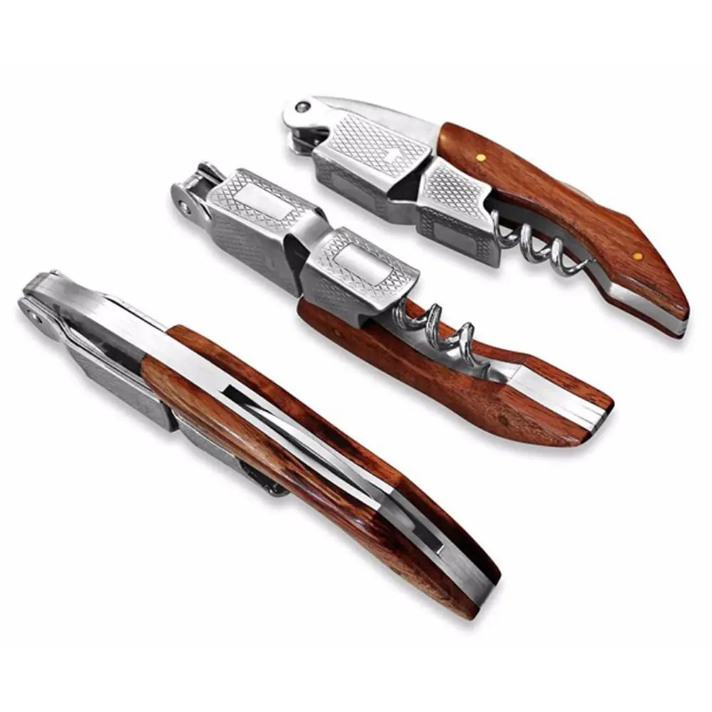High Quality Wood Handle Professional Wine Opener Multifunction Portable Screw Corkscrew Wine Bottle Opener Cook Tools