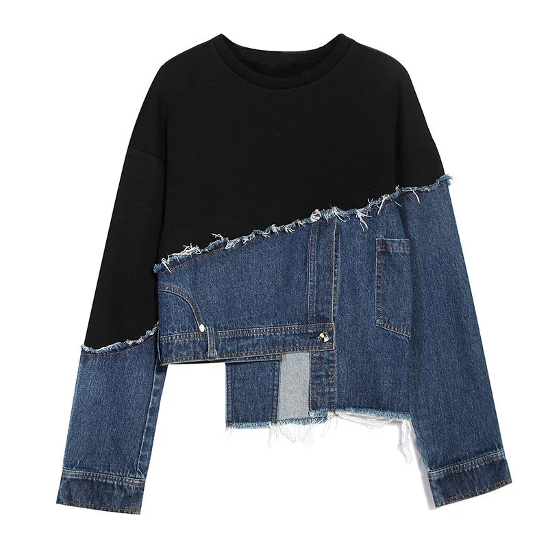 2020 Spring Women Asymmetrical Sweatshirt Cool Non-symmetrical Washing Water Loose Fit Denim Fleece Oversized Casual Outwear
2020 Spring Women Asymmetrical Sweatshirt Cool Non-symmetrical Washing Water Loose Fit Denim Fleece Oversized Casual Outwear