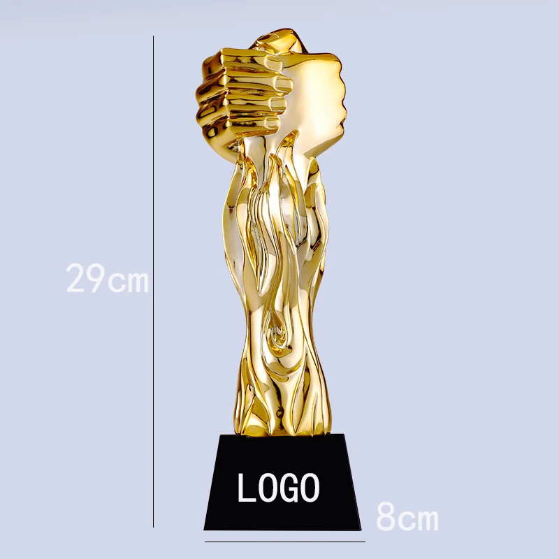 Custom Strong Teamed with New Gold-plated Trophy Resin Production Creative Annual Conference Awards Outstanding Employee Trophy