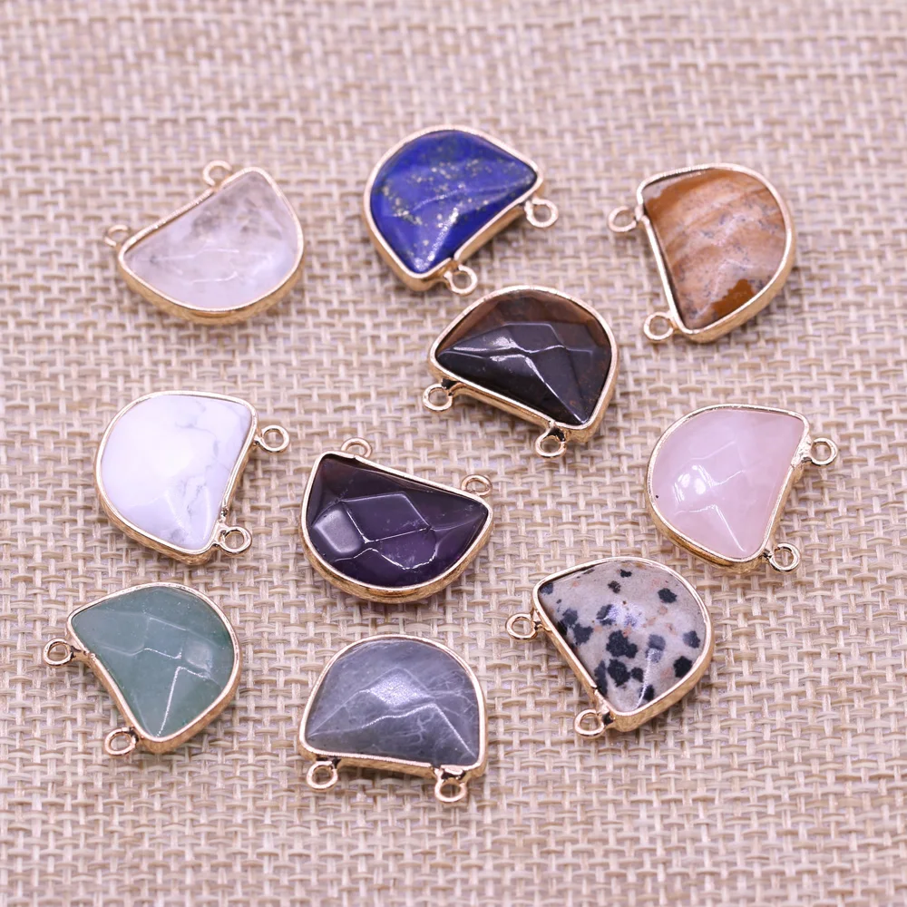 Natural Stone Two-hole connector Exquisite Charms Semicircle Pendant For Jewelry Making DIY Necklace Bracelet Accessory
Natural Stone Two-hole connector Exquisite Charms Semicircle Pendant For Jewelry Making DIY Necklace Bracelet Accessory