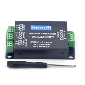 PX24506 DMX512 Decoder Driver Amplifier Controller For RGB LED Strip Module 9A DMX 512 Amplifier DC12V-24V
PX24506 DMX512 Decoder Driver Amplifier Controller For RGB LED Strip Module 9A DMX 512 Amplifier DC12V-24V