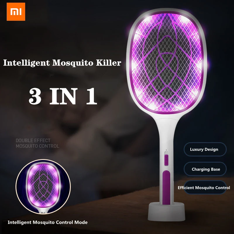 Светодиодная ловушка Xiaomi 3 в 1 для комаров 3000 В электрическая насекомых с