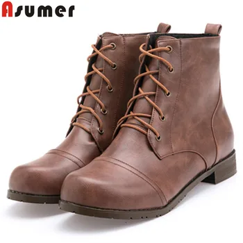 ASUMER 2020 new ankle boots for women round toe lace up ladies autumn winter boots low heels shoes women boots plus size 34-48
ASUMER 2020 new ankle boots for women round toe lace up ladies autumn winter boots low heels shoes women boots plus size 34-48