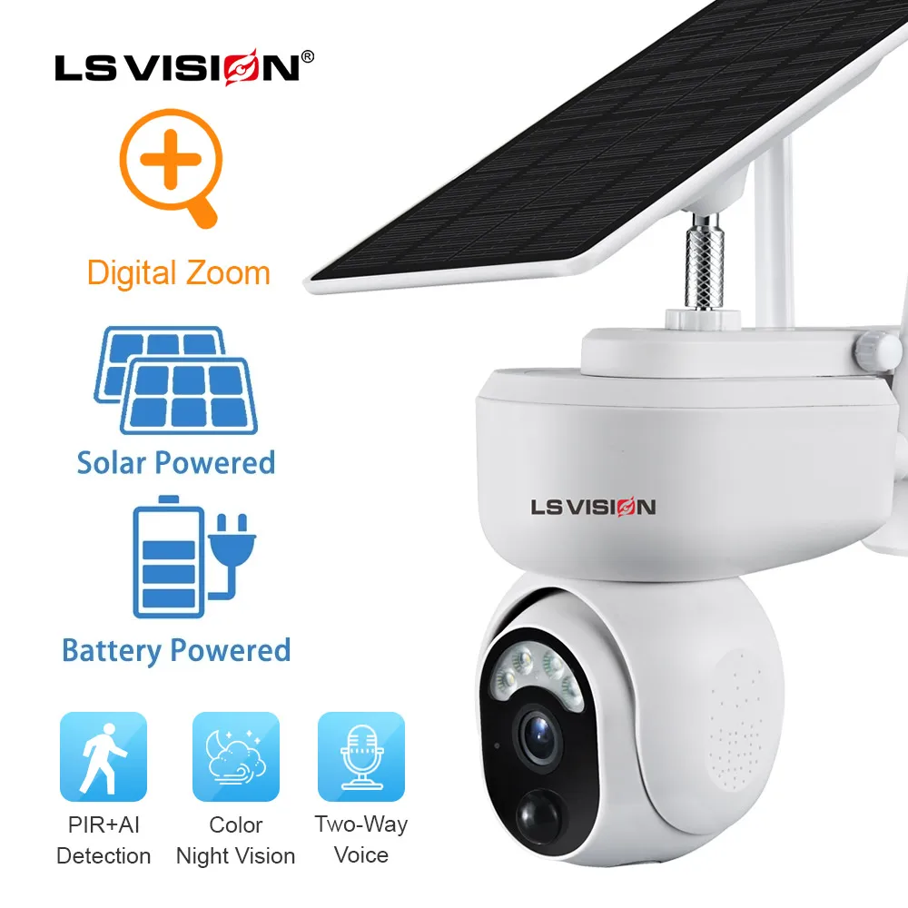 LSVISION 2 Мп камера видеонаблюдения ip-камера на солнечной батарейке WiFi CCTV наружная