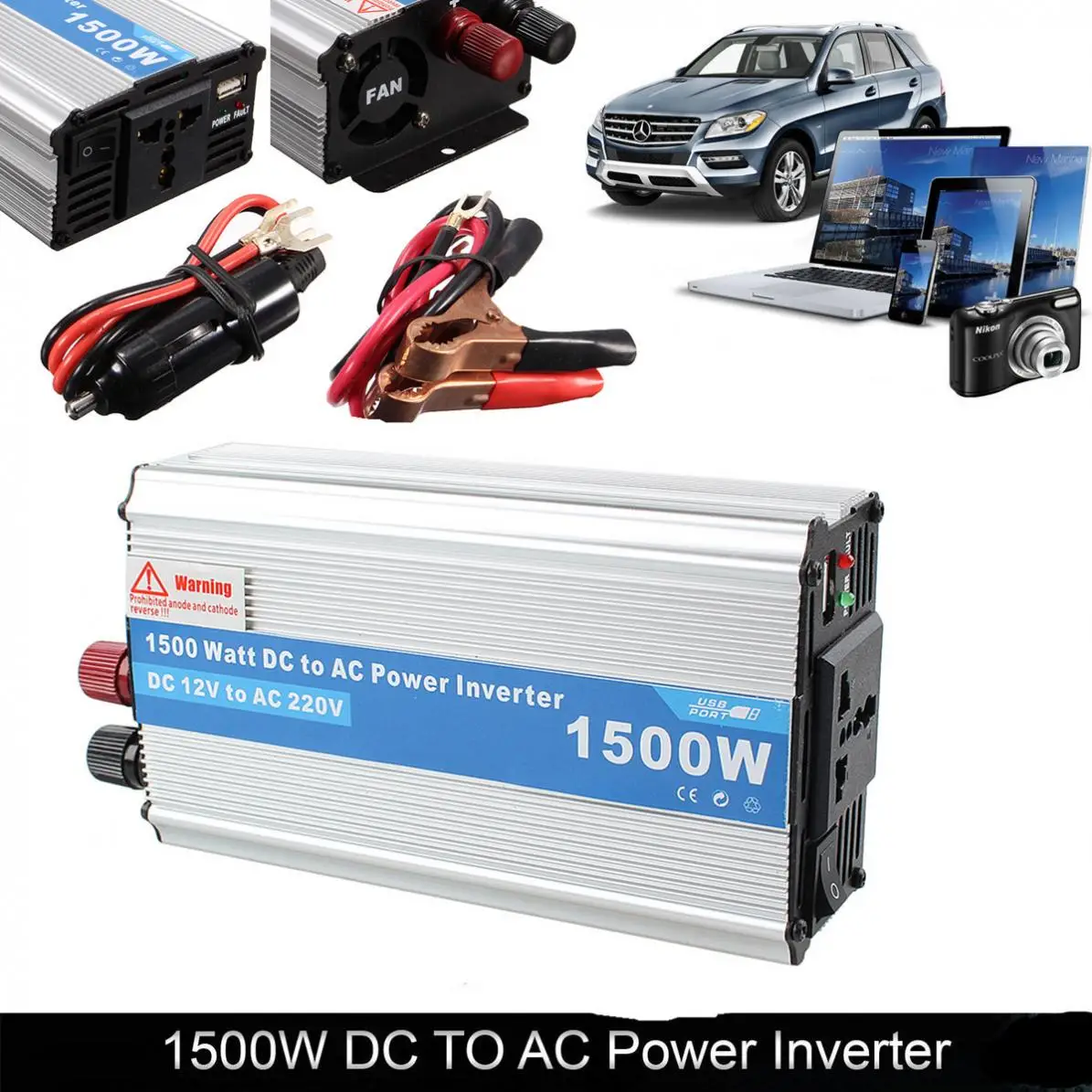 1500W DC 12V to AC 220V Power Charger Converter Car Inverter for Electronic Product
1500W DC 12V to AC 220V Power Charger Converter Car Inverter for Electronic Product