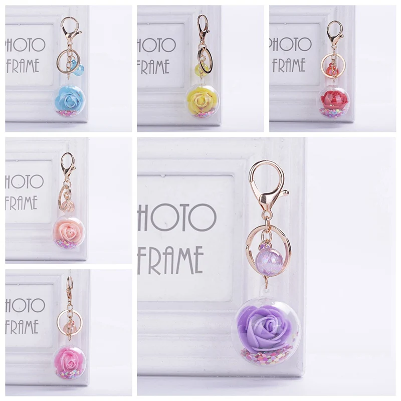 New Fashion Sequins Glitter Rose Keychain Pendant Transparent Plastic Eternal Flower Key Chain Women Car Handbag Keyring
New Fashion Sequins Glitter Rose Keychain Pendant Transparent Plastic Eternal Flower Key Chain Women Car Handbag Keyring