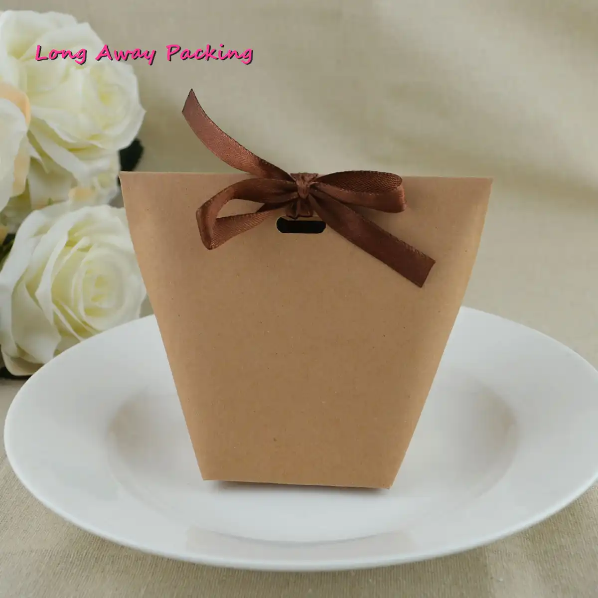 solid color wedding candy box with ribbon candy wedding