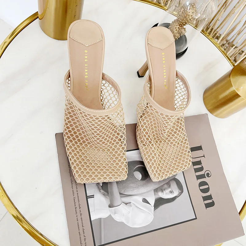 New Hollow Breathable Mesh Woman Thin High Heels Slippers Summer Vintage Square Toe Mules Femme Shoes Pumps Sandals
New Hollow Breathable Mesh Woman Thin High Heels Slippers Summer Vintage Square Toe Mules Femme Shoes Pumps Sandals