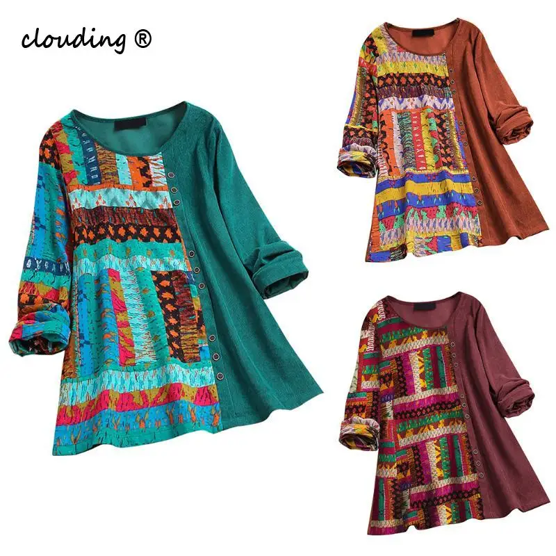 Leisure Autumn Women T-Shirts O-Neck Printing Patchwork Pullovers Women Sweatshirts Tops Female Buttons Comfortable Long Sleeve
Leisure Autumn Women T-Shirts O-Neck Printing Patchwork Pullovers Women Sweatshirts Tops Female Buttons Comfortable Long Sleeve