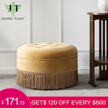 Jennifer Taylor Round Ottoman Furniture Tassel Velvet Yolanda Pouf Decorative Traditional Jacquard Design Accented Hand-Tufting
Jennifer Taylor Round Ottoman Furniture Tassel Velvet Yolanda Pouf Decorative Traditional Jacquard Design Accented Hand-Tufting