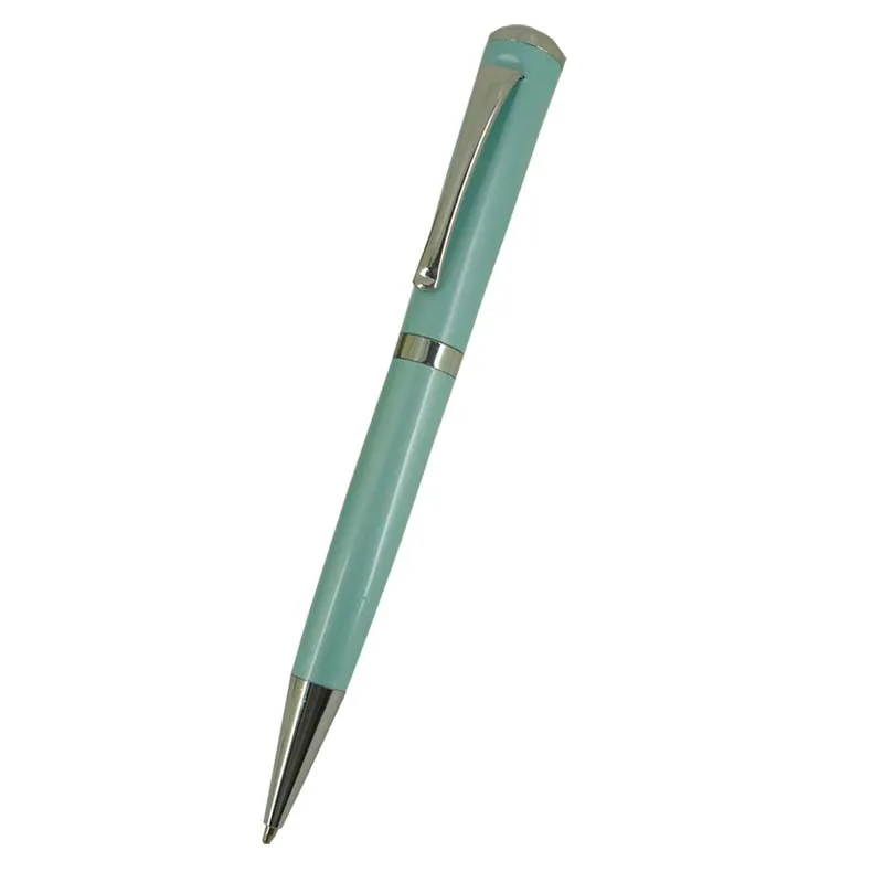 

ACMECN Classic Metal Ball Pens Fashion Light Blue Color Novelty 3 side Design Ballpoint Pen with Chrome Trim Refill Metal Pens