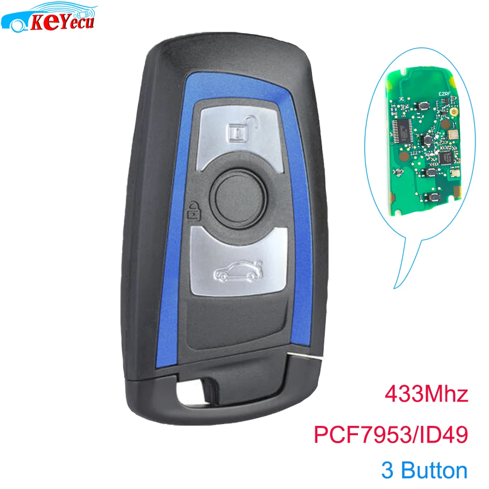 Keyecu Blue Remote Key Fob 3 Button 433 MHz PCF7953 for BMW F Chassis FEM / BDC CAS4 CAS4+
Keyecu Blue Remote Key Fob 3 Button 433 MHz PCF7953 for BMW F Chassis FEM / BDC CAS4 CAS4+