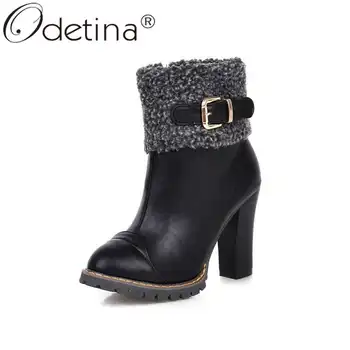 Odetina Women Side Zipper Buckle Strap Round Toe Ankle Boots Ladies Sewing Turned-over Edge Block Extreme High Heel Short Boots 
Odetina Women Side Zipper Buckle Strap Round Toe Ankle Boots Ladies Sewing Turned-over Edge Block Extreme High Heel Short Boots