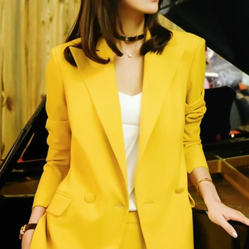Yellow Elegant Office Women Suits Professional Slim Small Suit Pants Suit Temperament Jacket 2 Pieces Set Wear To Business
Yellow Elegant Office Women Suits Professional Slim Small Suit Pants Suit Temperament Jacket 2 Pieces Set Wear To Business
