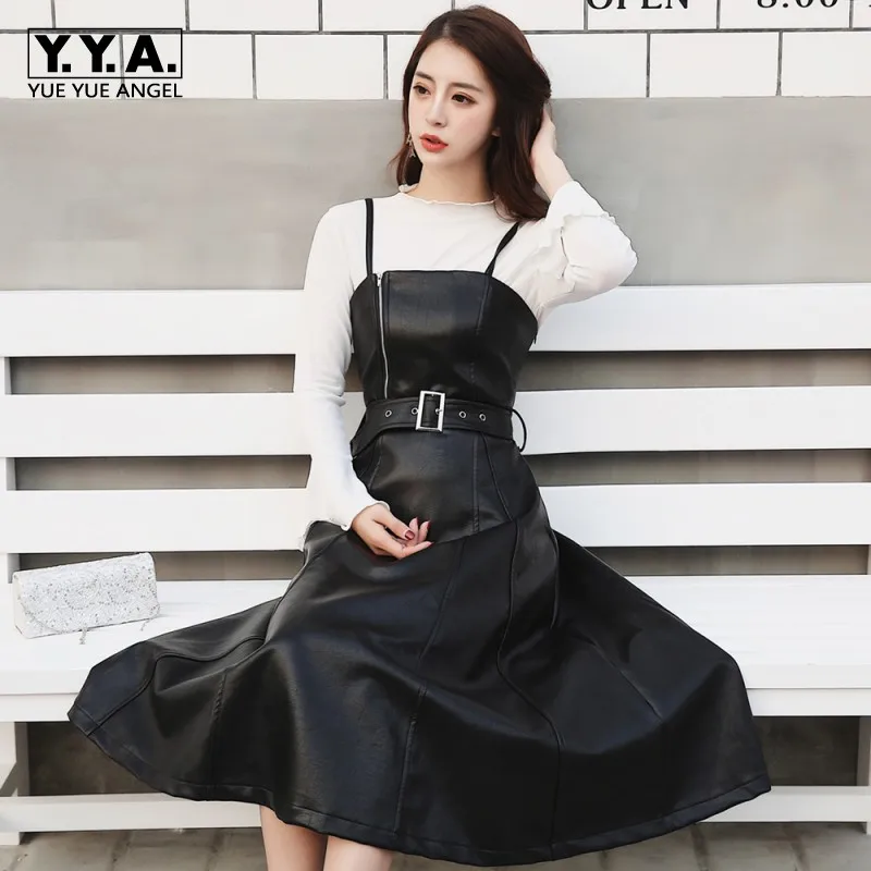 Autumn Winter Korean Slim Fit Womens PU Leather Dresses High Waist Sleeveless Spaghetti Strap Moto Biker Medium Length Dresses
Autumn Winter Korean Slim Fit Womens PU Leather Dresses High Waist Sleeveless Spaghetti Strap Moto Biker Medium Length Dresses