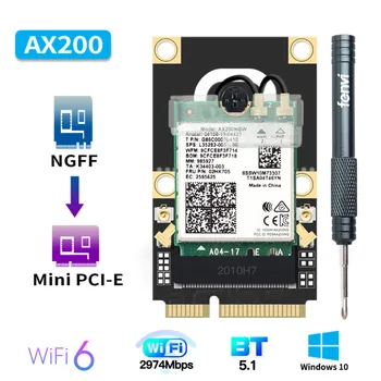 Wi-Fi 6 AX200 Mini PCI-E Network Card 2400Mbps 802.11ax/ac Bluetooth 5.1 2.4G/5GHz Wireless Adapter For Windows 10
Wi-Fi 6 AX200 Mini PCI-E Network Card 2400Mbps 802.11ax/ac Bluetooth 5.1 2.4G/5GHz Wireless Adapter For Windows 10