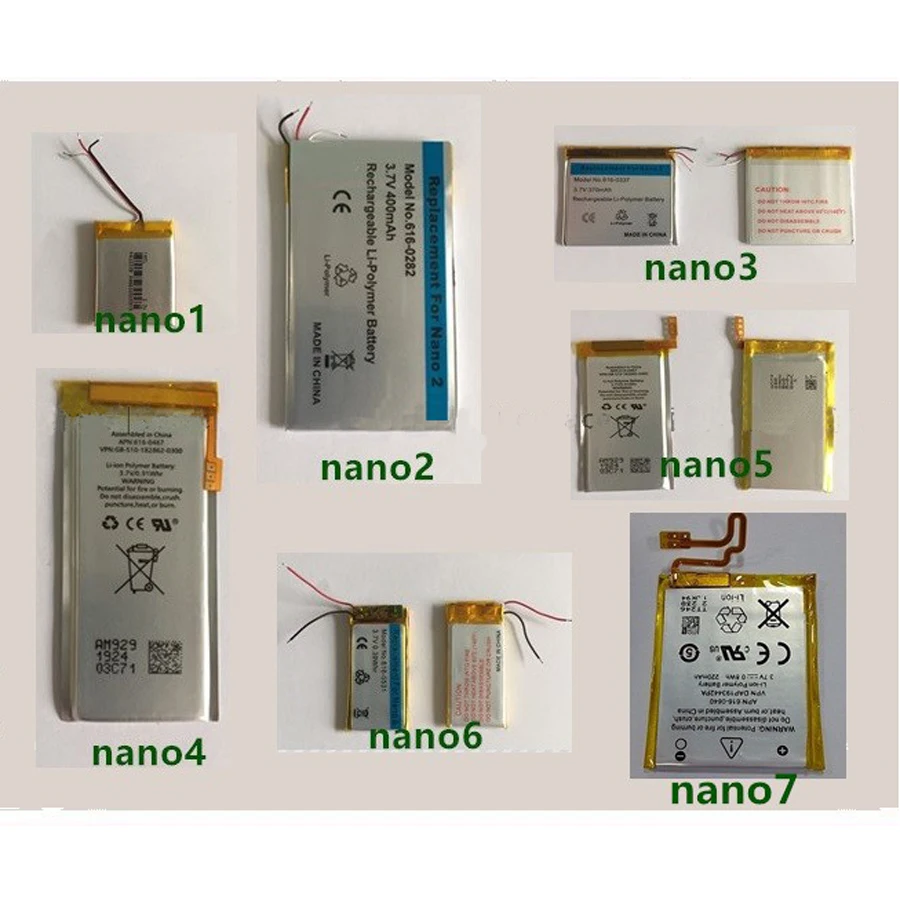 Replacement Internal Li-polymer Battery for iPod Nano 7th 6th 5th 4th 3th 2th 1th Generation
Replacement Internal Li-polymer Battery for iPod Nano 7th 6th 5th 4th 3th 2th 1th Generation