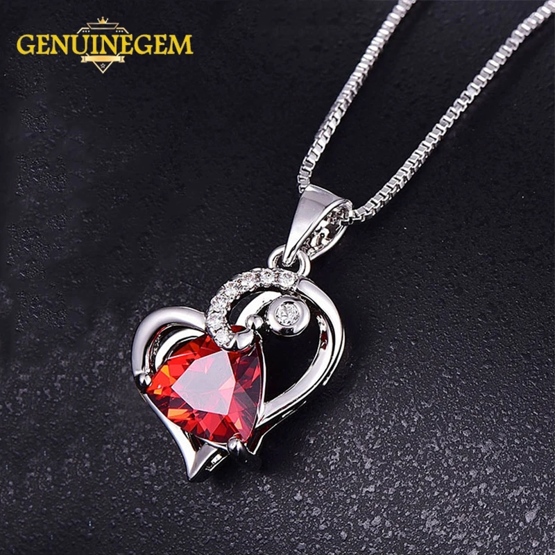GENUINEGEM Charms Heart Design 925 Sterling Silver Ruby Amethyst Gemstone Pendant Necklace for Women Fashion Jewelry Necklaces
GENUINEGEM Charms Heart Design 925 Sterling Silver Ruby Amethyst Gemstone Pendant Necklace for Women Fashion Jewelry Necklaces