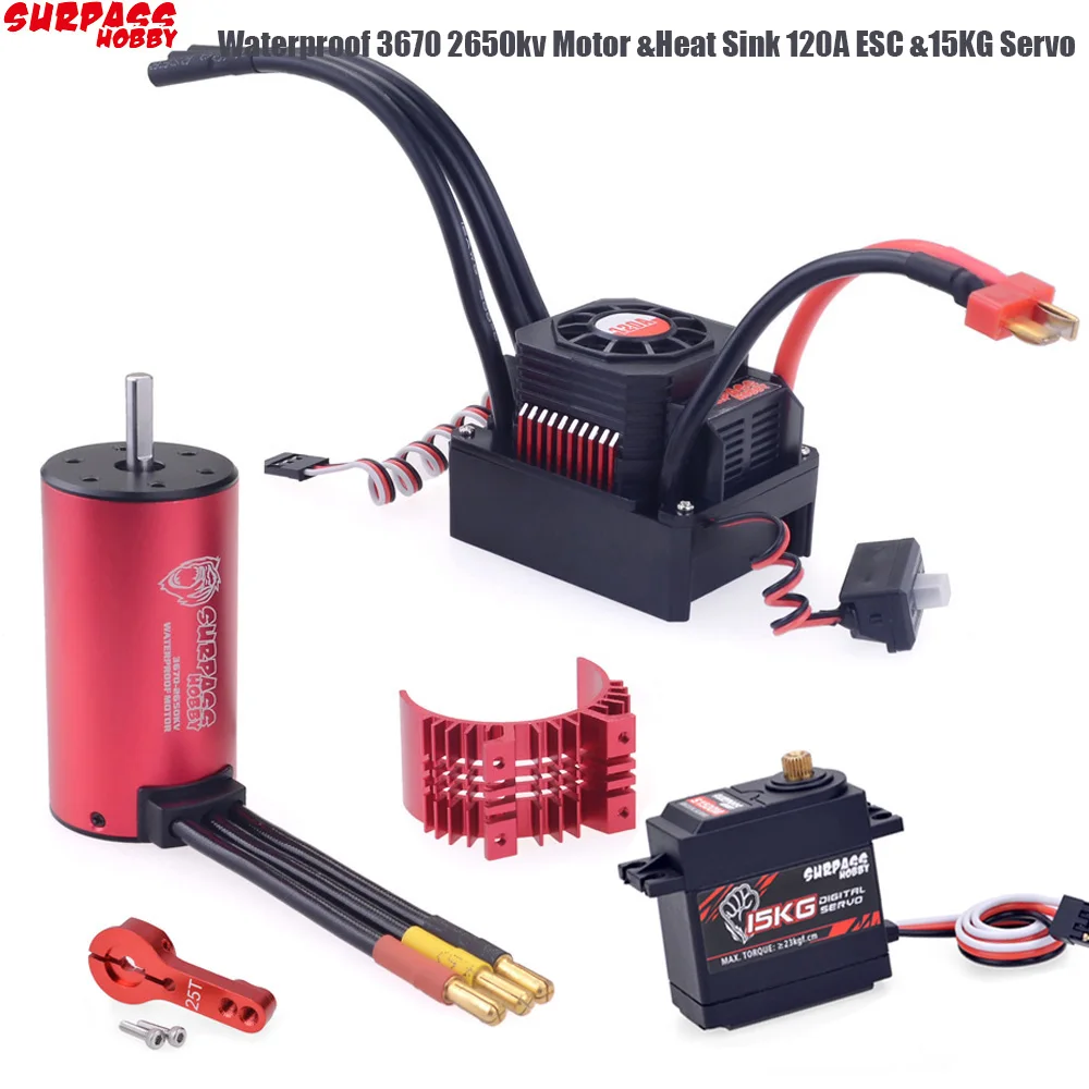 KK Waterproof 3670 2650kv Sensorless Brushless Motor w/ Brushless ESC 120A w/Heat Sink +S1500M 15KG Servo For 1/10 RC Car Trucks
KK Waterproof 3670 2650kv Sensorless Brushless Motor w/ Brushless ESC 120A w/Heat Sink +S1500M 15KG Servo For 1/10 RC Car Trucks