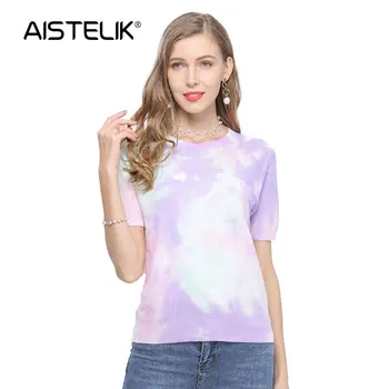 AISTELIK 2020 summer new simple original bronzing printed thin sweater large size loose pullover T-shirt short sleeve
AISTELIK 2020 summer new simple original bronzing printed thin sweater large size loose pullover T-shirt short sleeve