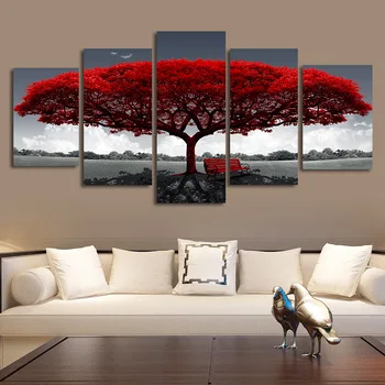 5 Pieces Red Tree and Red Bench Landscape Modern Canvas Pictures HD Prints Home Decoration Wall Art Painting Poster With Frame
5 Pieces Red Tree and Red Bench Landscape Modern Canvas Pictures HD Prints Home Decoration Wall Art Painting Poster With Frame