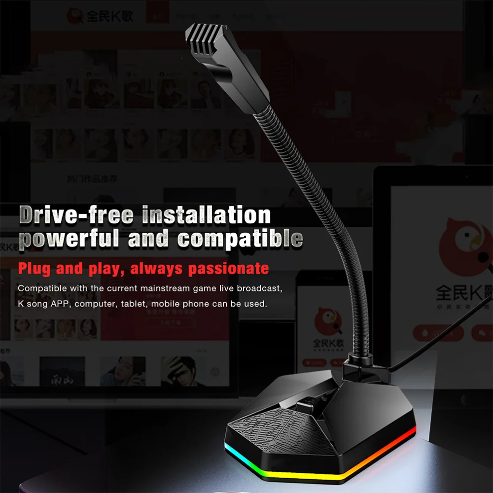 1PC Bendable USB Microphone Drive-free Voice Chat Microphone Desktop Mini Luminous RGB Mic for Store Office Studio
1PC Bendable USB Microphone Drive-free Voice Chat Microphone Desktop Mini Luminous RGB Mic for Store Office Studio