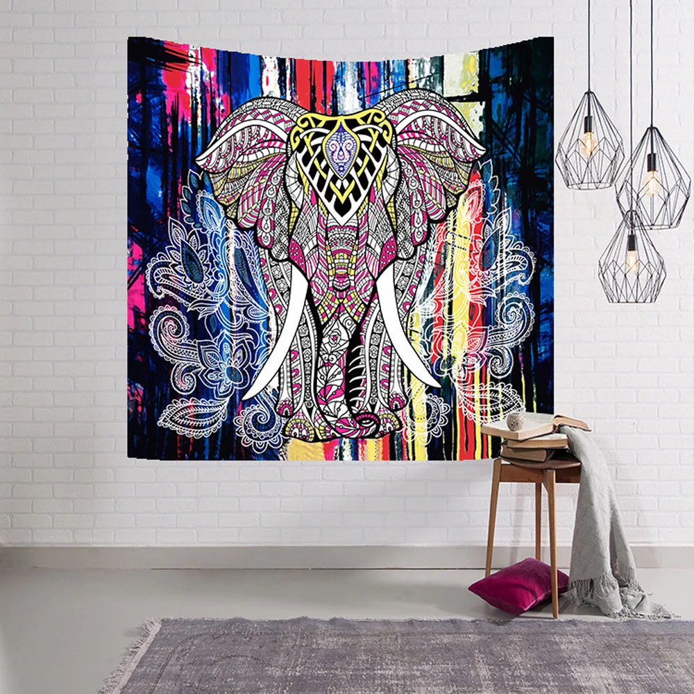 

Elephant Psychedelic Hippie Tapestry Boho Mandala Tapestry Art Wall Hanging Witchcraft Wall Cloth Tapestries Macrame Wall Carpet