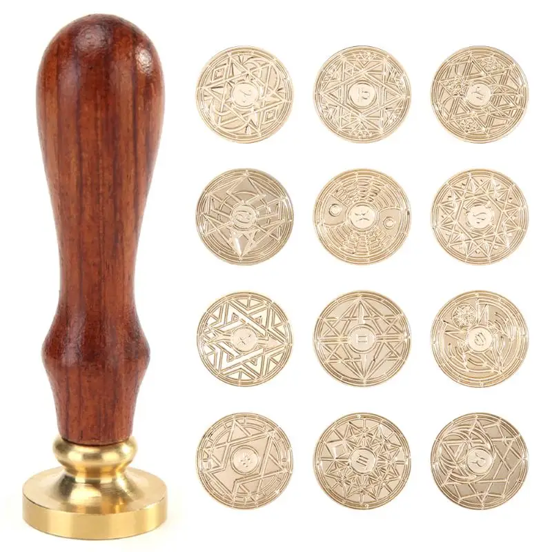 12 Zodiac Pattern Paint Wax Seal Stamp for Birthday Card Stamps Fashionable Roses Retro DIY Envelopes Classical Wedding | Дом и сад
