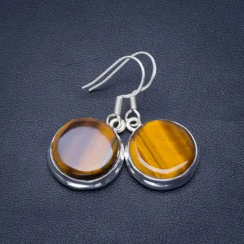 Natural Tiger Eye Handmade Unique 925 Sterling Silver Earrings 1.5" B2488 
Natural Tiger Eye Handmade Unique 925 Sterling Silver Earrings 1.5" B2488