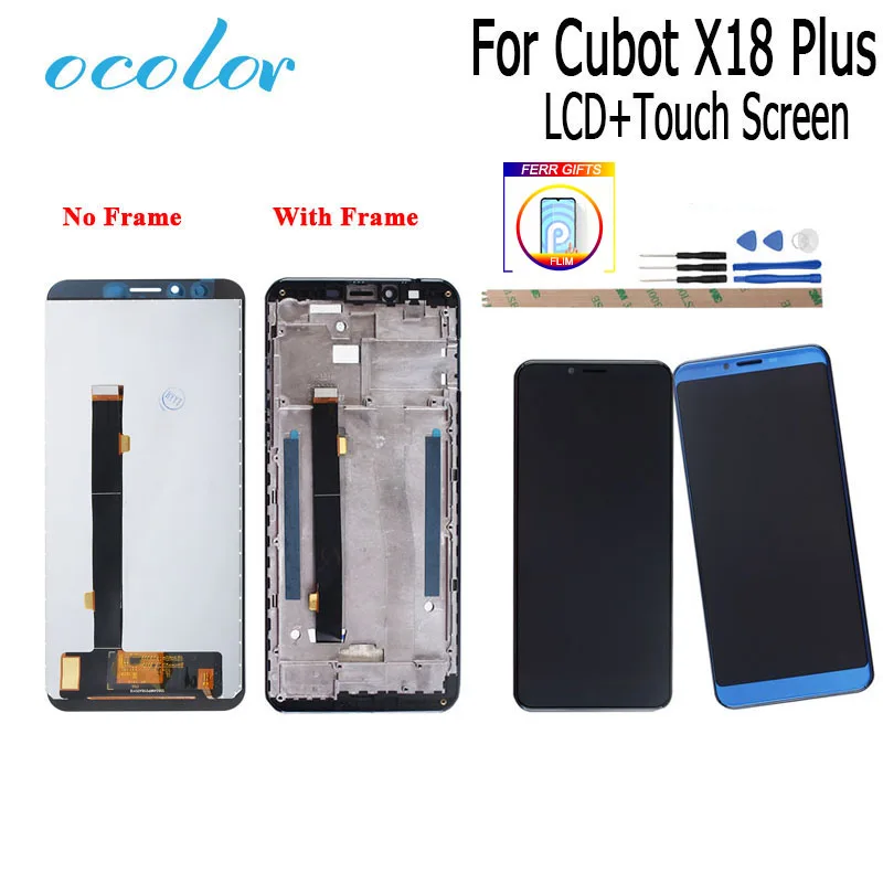 Цветной для Cubot X18 Plus ЖК дисплей и сенсорный экран с рамкой + замена пленки