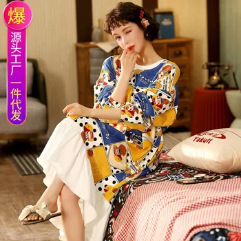 2020 Autumn and Winter New Products Nightgown Long Sleeve Pure Cotton Loose and Plus-sized Cartoon Sweet Can Outer Wear Long Spr
2020 Autumn and Winter New Products Nightgown Long Sleeve Pure Cotton Loose and Plus-sized Cartoon Sweet Can Outer Wear Long Spr