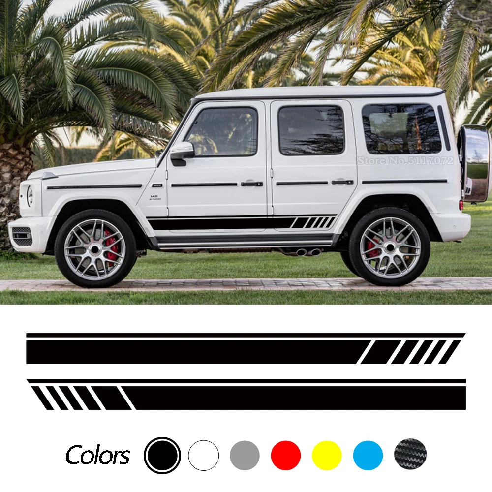 Наклейки на боковое тело автомобиля, 2 шт., наклейки в полоску для Mercedes Benz G55 G63 AMG W463 G500 Class G350D SUV, аксессуары для автотюнинга
Наклейки на боковое тело автомобиля, 2 шт., наклейки в полоску для Mercedes Benz G55 G63 AMG W463 G500 Class G350D SUV, аксессуары для автотюнинга