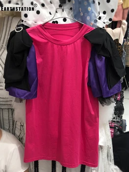 Free shipping heavy craft stitching contrast color bow decoration loose T-shirt ladies summer new fashion wild personality top
Free shipping heavy craft stitching contrast color bow decoration loose T-shirt ladies summer new fashion wild personality top