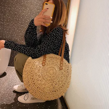 Straw Bag Women's Summer Rattan Bag Handmade Woven Circle Bohemia Beach Handbag Wicker Bag bolso mimbre#H20
Straw Bag Women's Summer Rattan Bag Handmade Woven Circle Bohemia Beach Handbag Wicker Bag bolso mimbre#H20
