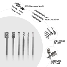 6PCS HSS Rotary Multi Tool Burr Routing Router Bit Mill Cutter Attachment Compatible for Dremel Electrical dropshipping 40mm
6PCS HSS Rotary Multi Tool Burr Routing Router Bit Mill Cutter Attachment Compatible for Dremel Electrical dropshipping 40mm