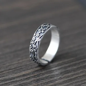 Plum Blossom 925 Sterling Silver Finger Rings for Women Ethnic Thai Silver Flower Open Ring Femal Silver Jewelry
Plum Blossom 925 Sterling Silver Finger Rings for Women Ethnic Thai Silver Flower Open Ring Femal Silver Jewelry
