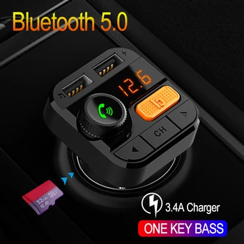 JINSERTAS One Key Bass Handsfree Bluetooth 5.0 FM Transmitter Modulator Dual USB Charger Car Mp3 Player Support U Disk/TF Card
JINSERTAS One Key Bass Handsfree Bluetooth 5.0 FM Transmitter Modulator Dual USB Charger Car Mp3 Player Support U Disk/TF Card