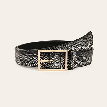 New Designer Black Snake Skin Print Leather Belt Woman Fashion Gold Pin Buckle Waist Belts for Women Jeans Cinturon Mujer 2020
New Designer Black Snake Skin Print Leather Belt Woman Fashion Gold Pin Buckle Waist Belts for Women Jeans Cinturon Mujer 2020