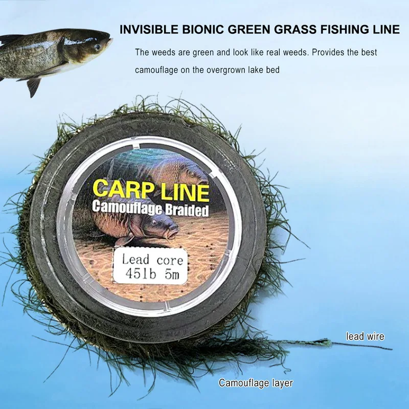 5M Carp Fishing Line Leader Camo Weed Effect Lead Core for Carp Chod Hair Rigs Fishing Tackle Line 31/41/88LB Weed Fishing Line
5M Carp Fishing Line Leader Camo Weed Effect Lead Core for Carp Chod Hair Rigs Fishing Tackle Line 31/41/88LB Weed Fishing Line