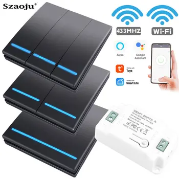 Szaoju EU Push Switch Tuya Smart Life APP WiFi 1/2/3 Gang Light RF 433Mhz Wall DIY Relay Timer Module Google Home Alexa ECHO 10A
Szaoju EU Push Switch Tuya Smart Life APP WiFi 1/2/3 Gang Light RF 433Mhz Wall DIY Relay Timer Module Google Home Alexa ECHO 10A