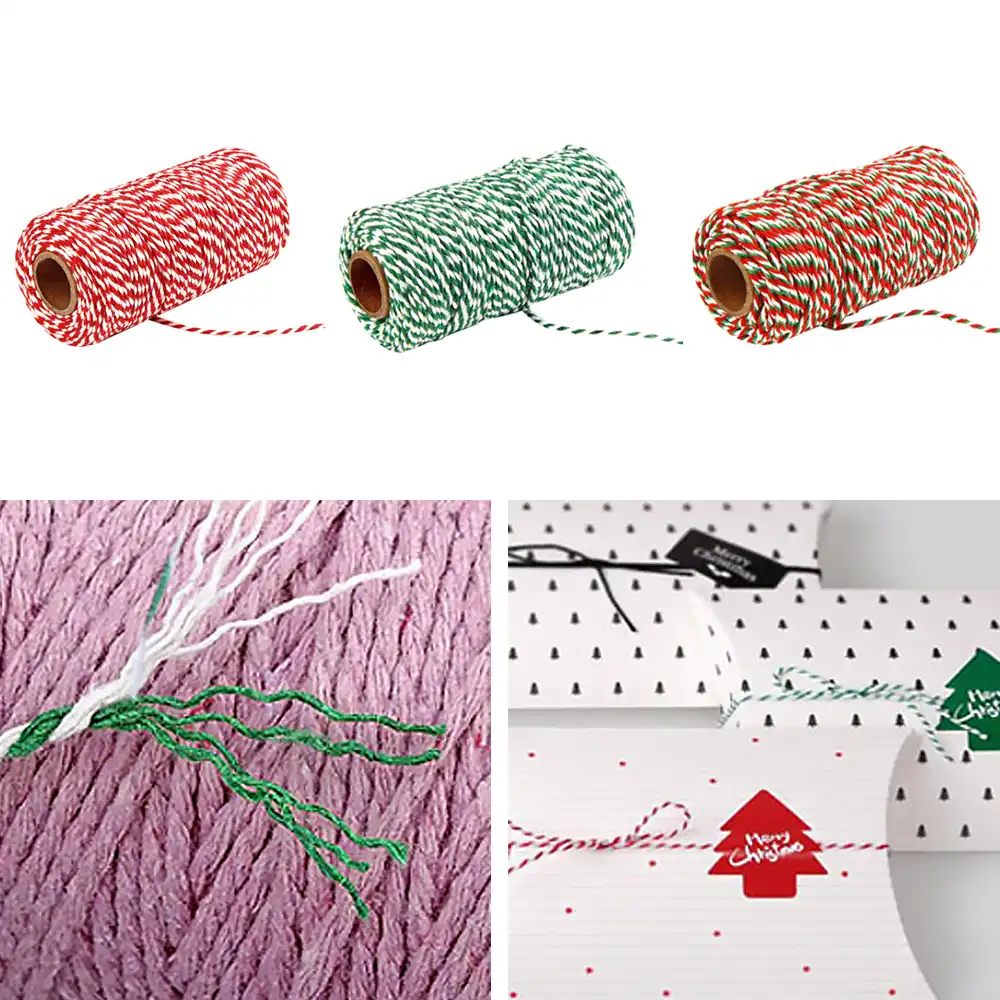 christmas party packaging double color cotton twine rope xmas