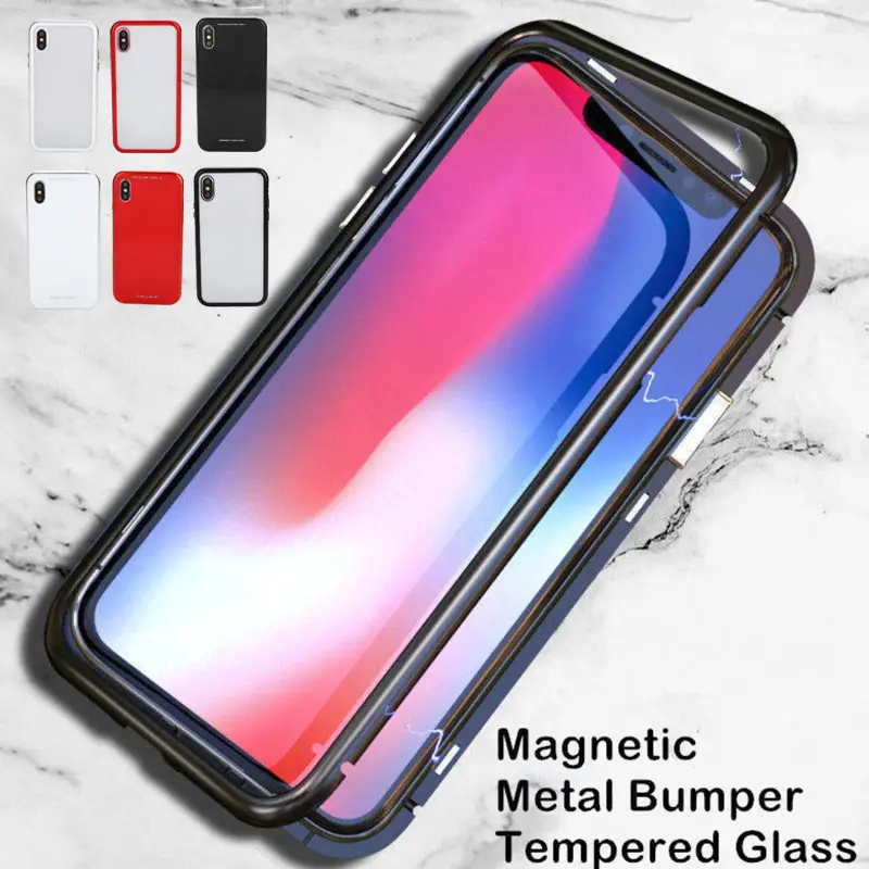 Metal Magnetic Adsorption Glass Case For iphonex Phone Cover Tempered Full Protective | Мобильные телефоны и аксессуары