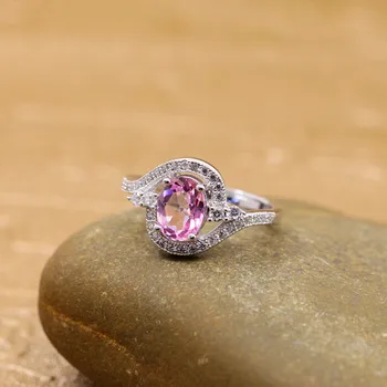 MetJakt Fashionable and Exquisite S925 Sterling Silver Pink Topaz Ladies Open Ring 
MetJakt Fashionable and Exquisite S925 Sterling Silver Pink Topaz Ladies Open Ring