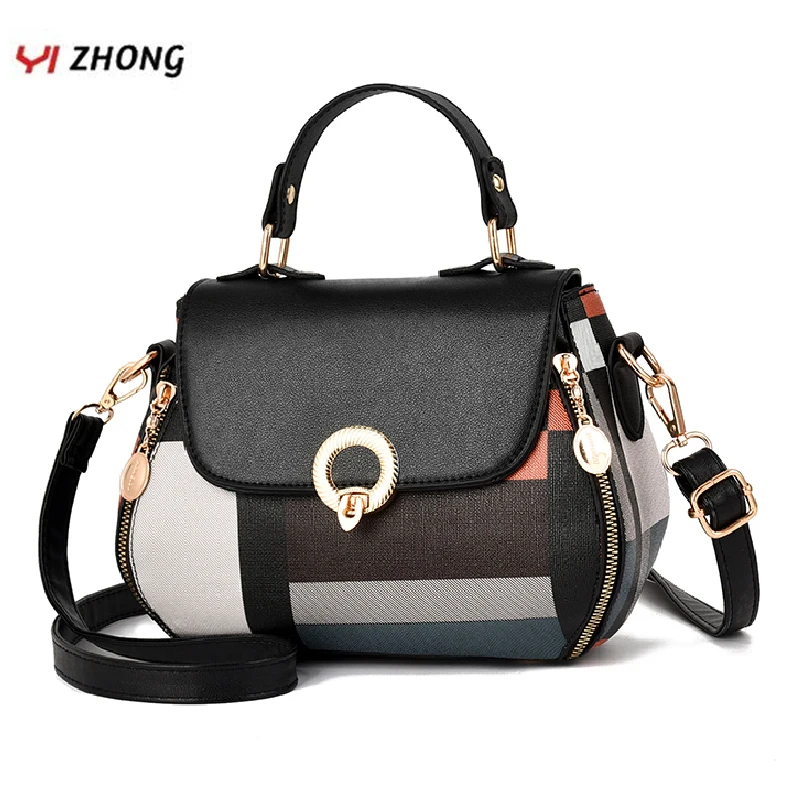 YIZHONG Leather Patchwork Shoulder Bag Crossbody Bags for Women Large Capacity Clutch Purses and Handbags Female Messenger | Багаж и сумки