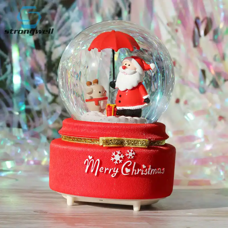 christmas crystal ball music box miniature model santa claus