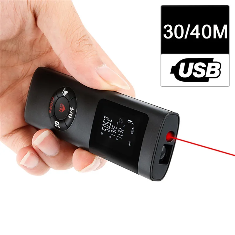 New Mini Handheld 40M Smart Digital Laser Distance Meter Range Rangefinder USB Charging Distance Measuring Meter with USB Cable
New Mini Handheld 40M Smart Digital Laser Distance Meter Range Rangefinder USB Charging Distance Measuring Meter with USB Cable