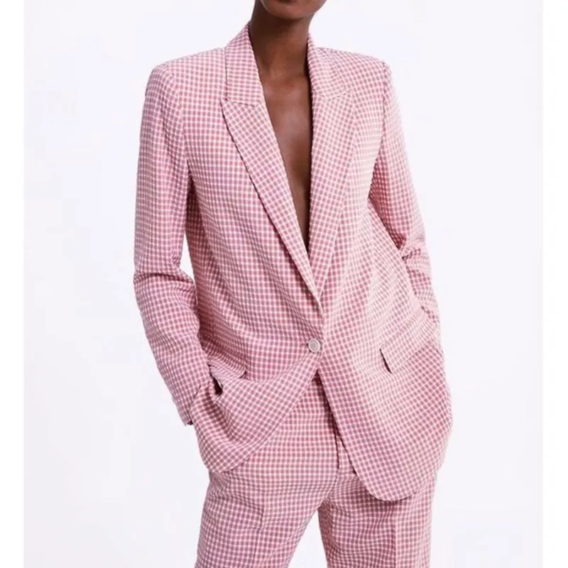 2019 Women Single Button Pink Plaid Office Blazer Jacket Spring Long Sleeve Women's Blazer Suits
2019 Women Single Button Pink Plaid Office Blazer Jacket Spring Long Sleeve Women's Blazer Suits
