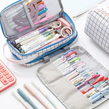 Large Capacity Pencil Case Multifunction Roll Pencil Bag Cute Grid Canvas Pencilcase Gifts Stationery Pen Pouch Back To School
Large Capacity Pencil Case Multifunction Roll Pencil Bag Cute Grid Canvas Pencilcase Gifts Stationery Pen Pouch Back To School